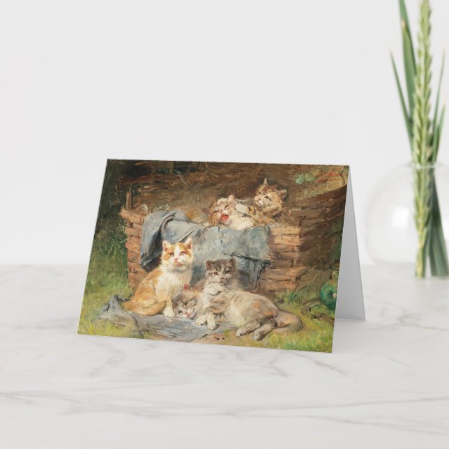 Tarjeta Gatos juguetones | Julius Adam el Joven (Anverso)