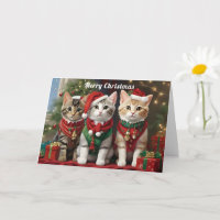 Gatos Lindos con Gorros de Santa Caprichosos 