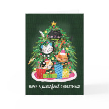 Gatos Lindos en el Árbol de Navidad con Regalos