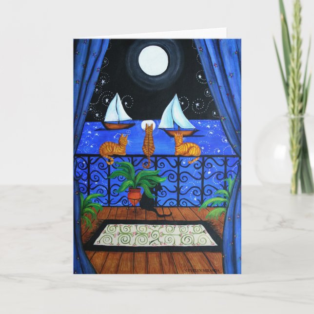 Tarjeta Gatos Magnífica Noche Nita Mágica (Anverso)