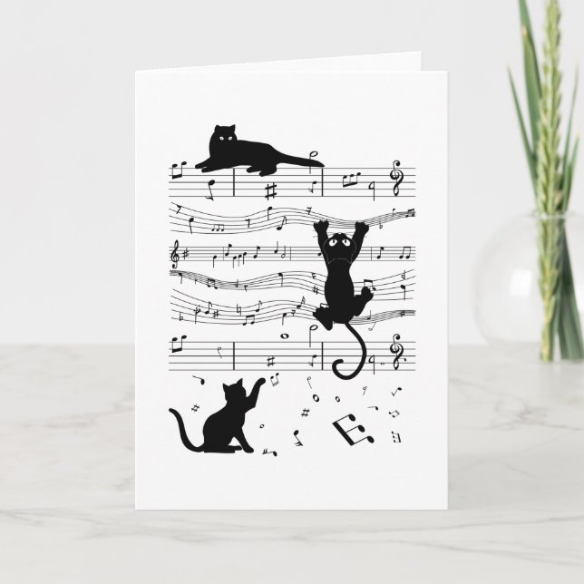 Tarjeta Gatos musicales de gatos de regalo divertido (Anverso)