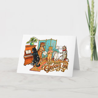 Tarjeta Gatos Musicales Vintage 'Get Your Groove On'