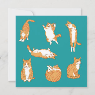 Tarjeta Gatos Naranjas Cumpleaños Divertido