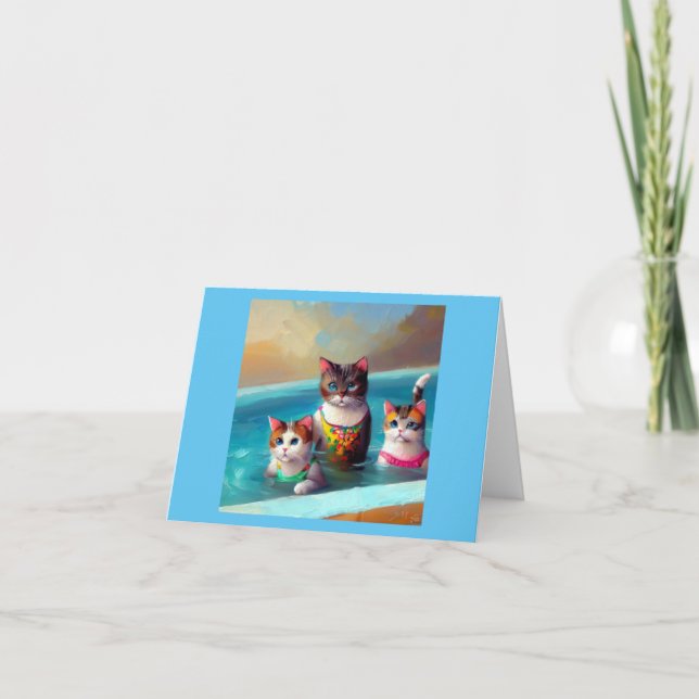 Tarjeta Gatos Natación (Anverso)