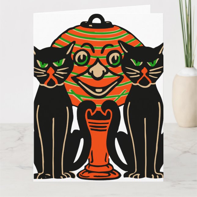 Tarjeta Gatos negros de Halloween de 1940 (Anverso)