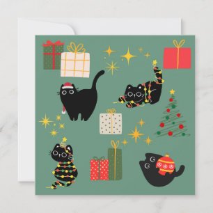 Tarjeta Gatos negros de Navidad