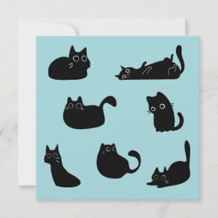 Tarjeta Gatos Negros Divertidos Cumpleaños
