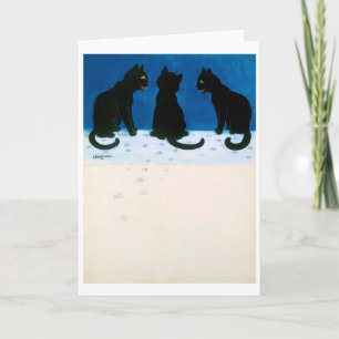 Tarjeta Gatos negros en la nieve, Louis Wain