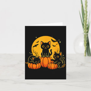 Tarjeta Gatos Negros Lindos Disfraz de Calabaza de Hallowe