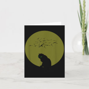 Tarjeta Gatos negros murciélagos de luna Halloween