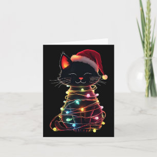 Tarjeta Gatos negros Navidades Santa Hat Meowy Gatos 2