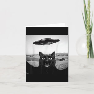 Tarjeta Gatos Negros Selfie Ovni Alien Regalos Divertidos