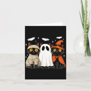 Tarjeta Gatos Negros Vintage Halloween Calabaza Momia Bruj