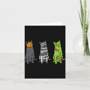Tarjeta Gatos Negros Zombie Momia de Calabaza Halloween Ga