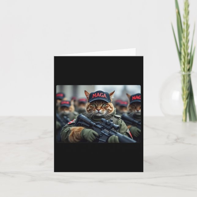 Tarjeta Gatos para el ejército mega de Trump bandera ameri (Anverso)