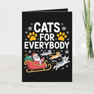 Tarjeta Gatos Para Todos Navidad Santa Trineo Nieve