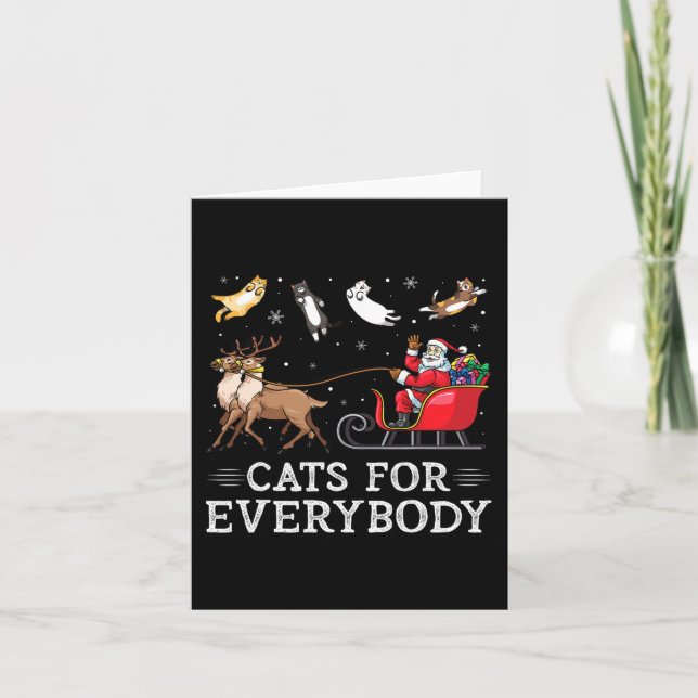 Tarjeta Gatos Para Todos Navidades Gato Diversión Noche Mu (Anverso)