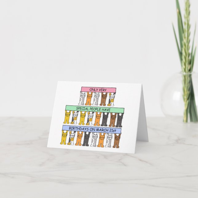 Tarjeta Gatos Personalizados de cumpleaños 21 de marzo (Anverso)