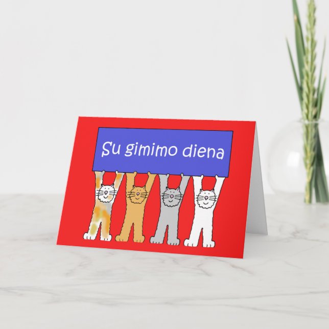 Tarjeta Gatos Personalizados de cumpleaños felices de Litu (Anverso)