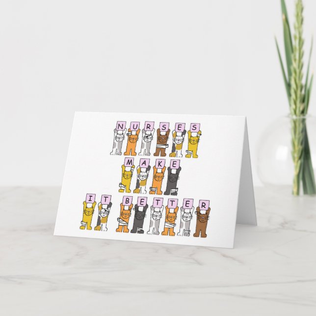 Tarjeta Gatos Personalizados del Día de Enfermeras Felices (Anverso)