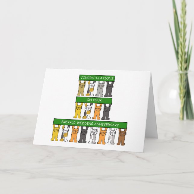 Tarjeta Gatos Personalizados en aniversario de Boda Esmera (Anverso)