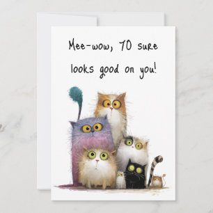 Tarjeta Gatos pintorescos con ojos grandes para el 70 cump