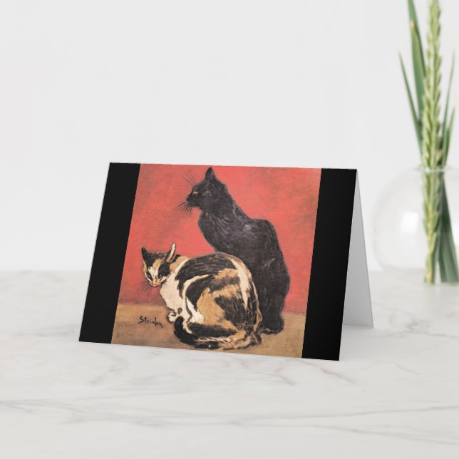 Tarjeta Gatos, pintura artística fina de Theophile Steinle (Anverso)