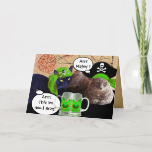 TARJETA GATOS PIRATAS IRLANDESES / MAPAS DEL TESORO DE PIR