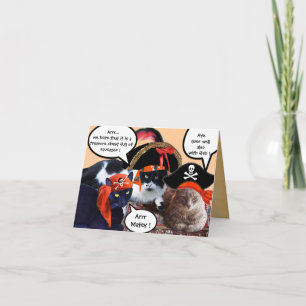 TARJETA GATOS PIRATAS Y MAPAS DEL TESORO DE PIRATAS ANTIGU