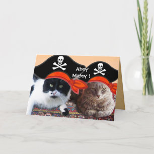 TARJETA GATOS PIRATAS Y MAPAS DEL TESORO DE PIRATAS ANTIGU