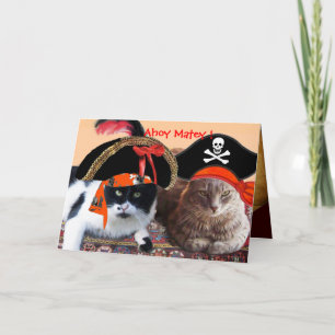 TARJETA GATOS PIRATAS Y MAPAS DEL TESORO DE PIRATAS ANTIGU