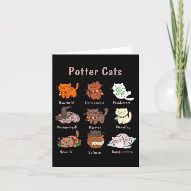 Tarjeta Gatos Potter Para Los Amantes Del Gato (Anverso)