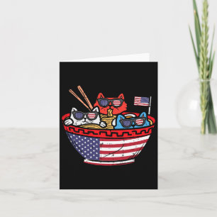 Tarjeta Gatos Ramen Anime Bandera Estadounidense Usa Graci