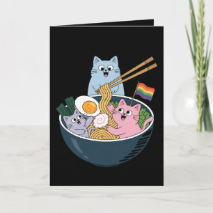 Tarjeta Gatos Ramen Arcoiris LGBTQ Aliado del Orgullo Gay 
