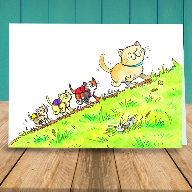 Tarjeta Gatos saludando el primer día de escuela  (Subido por el creador)