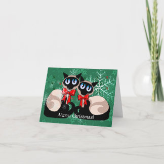 Tarjeta - gatos siameses del navidad