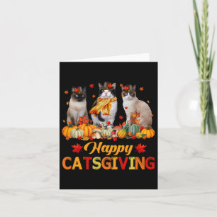 Tarjeta Gatos siameses felices en Catsgiving Vibraciones d