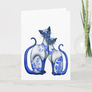 Tarjeta Gatos siameses salvajes azules