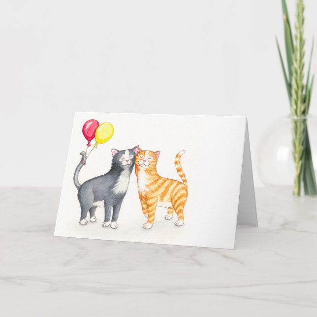 Tarjeta Gatos Snuggling (Anverso)