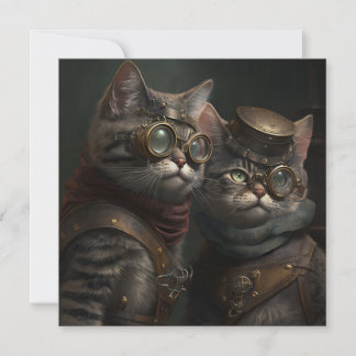 Tarjeta Gatos Steampunk
