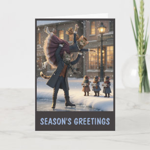 Tarjeta Gatos Victorianos Lindos Navidad