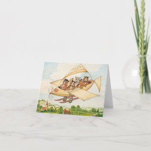 Tarjeta Gatos voladores por Louis Wain  