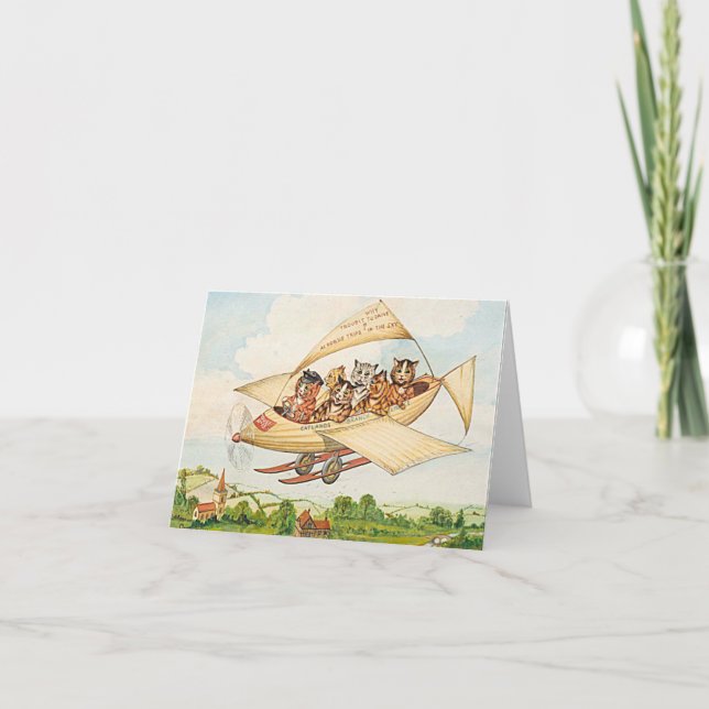 Tarjeta Gatos voladores por Louis Wain (Anverso)