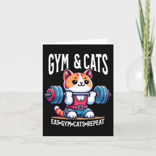 Tarjeta Gatos Y Gimnasio Funny Para La Construcción De Cue