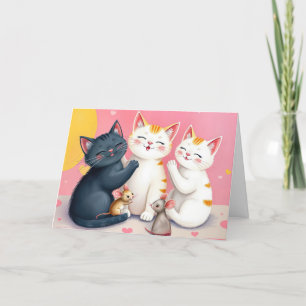 Tarjeta Gatos y ratones con humor de cumpleaños mayor