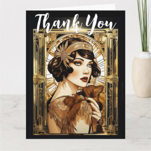Tarjeta Gatsby flapper chica brunette gracias a los años 2