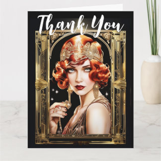Tarjeta Gatsby flapper chica redhead gracias a los años 20