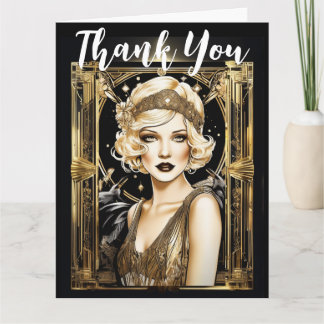 Tarjeta Gatsby flapper chica rubia gracias 1920