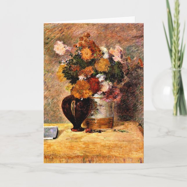 Tarjeta Gauguin - Flores y libro japonés (Anverso)