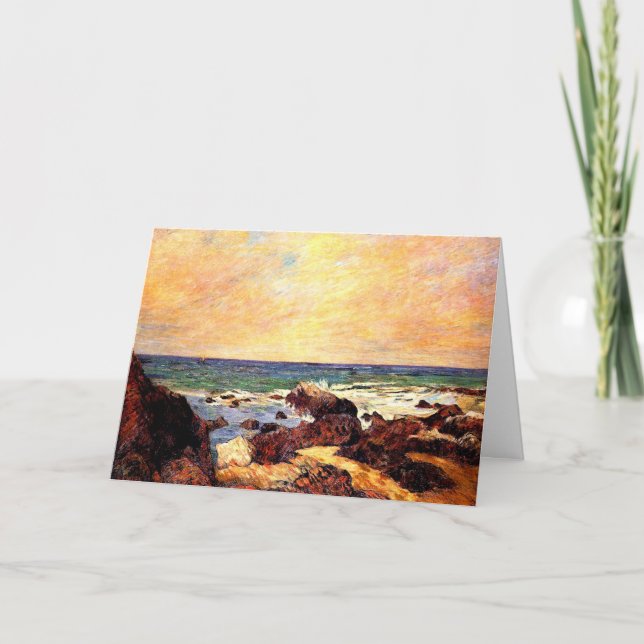 Tarjeta Gauguin - Rocas y mar, 1886, pintura, (Anverso)